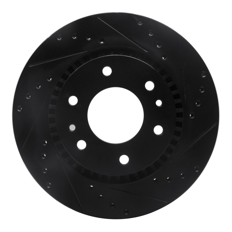 Buick Rainier Brake Rotor (1) - Front Right - R1 Concepts - Drilled & Slotted - Black - `06-`09